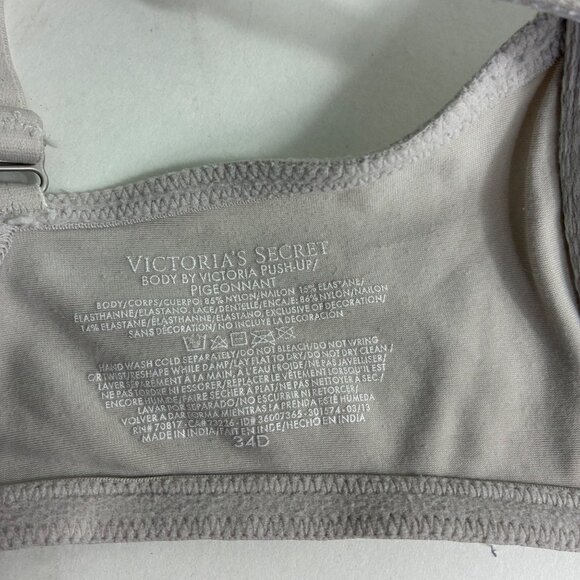 Body by Victoria’s Secret Push-Up Bra Soft Beige Lace Trim Sz 34D - Picture 7 of 7